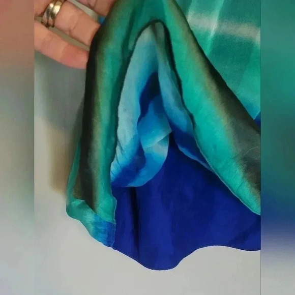 VTG 1990s The Limited Blue Green Mandarin V-Neck Sheath Dress Women's Size 4 - Picture 10 of 16